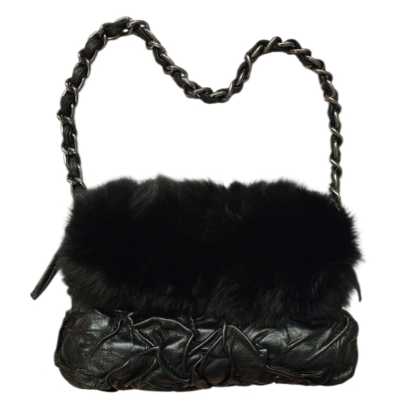 Valeria Lacerda Brazil fur flap leather purse vintage